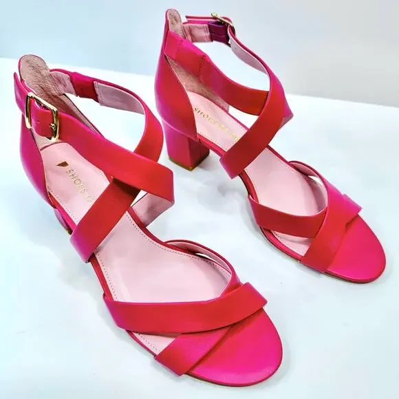 Shoes of Prey Pink Strappy Sandals Ankle Strap 2 inch Block Heels Size 7.5 New - Picture 2 of 16